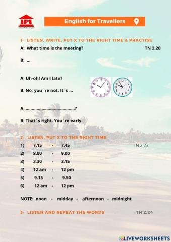 Time and events for Travellers