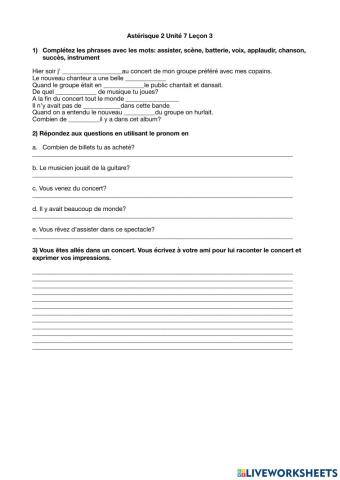 Astérisque 2 unité 7 leçon 3