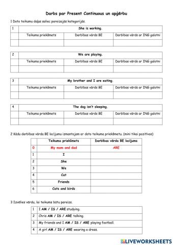 Present Continuous un apģērbs