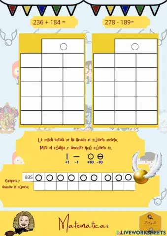 Sumas y restas con centenas ABN rejillas