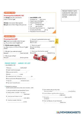 Present perfect - already-yet, just