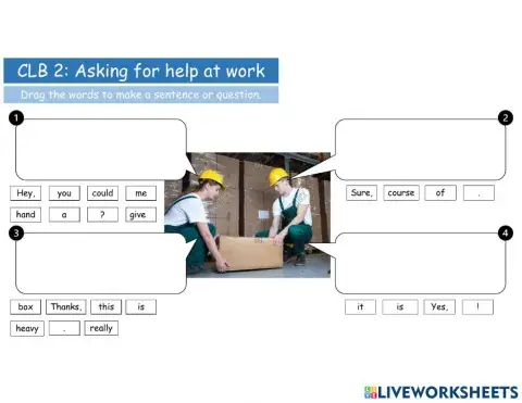 CLB 2: Asking for Help at Work (Drag & Drop Words)