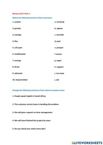 C1.1 Review Vocabulary Part 1