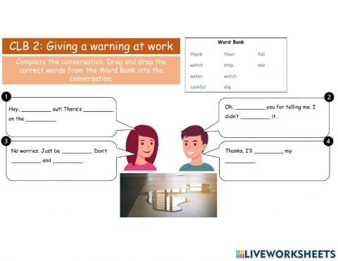 CLB 2: Giving a Warning at Work (Complete the Conversation)