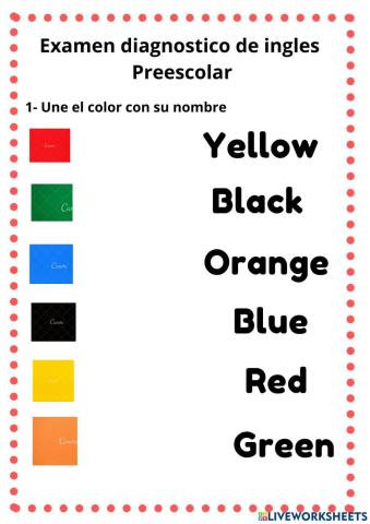 Examen diagnostico ingles preescolar