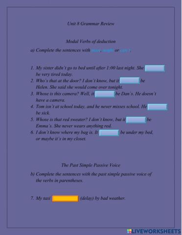 Unit 8 Grammar Review