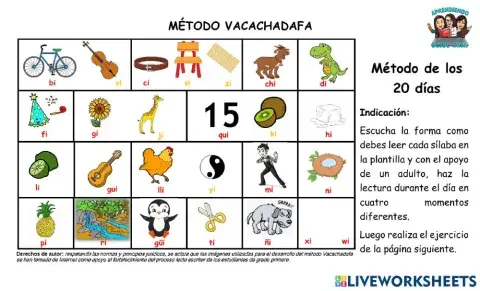 Método Vacachadafa Plantilla de la Ii