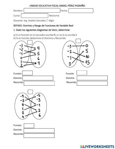 Dominio y Recorrido de Funciones