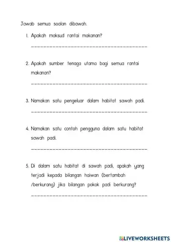 Sains tahun 5 unit 3 haiwan rantai makanan