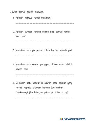 Sains tahun 5 unit 3 haiwan rantai makanan