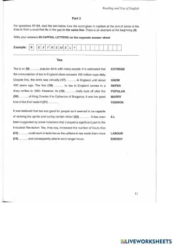 Reading & Use of English part 3