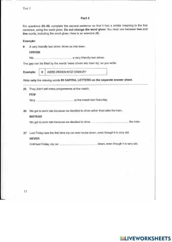 Reading & Use of English part 4