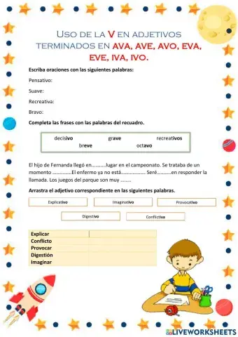 Uso de la V en adjetivos