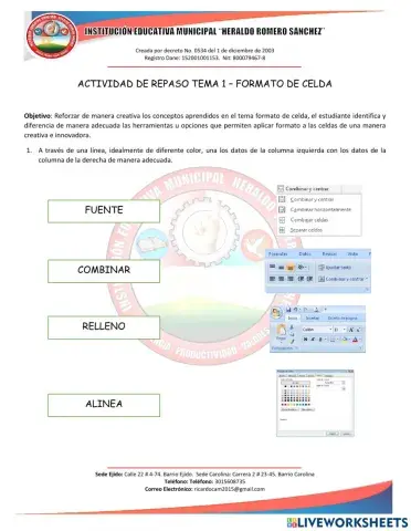 Actividad de repaso 1 - formato de celdas Excel