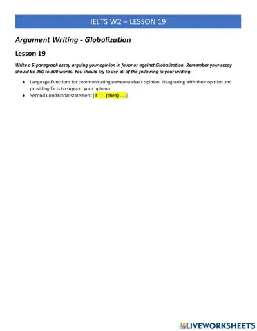 IELTS Writing 2 Lesson 19 - Writing an argument (Globalization)