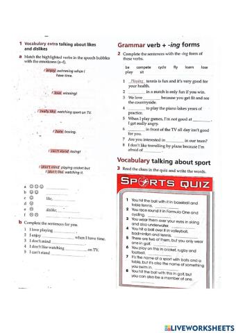 Sports and leisure activities