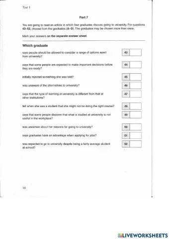 Reading & Use of English part 7
