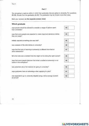 Reading & Use of English part 7