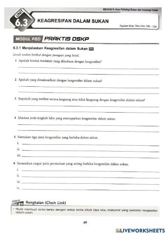 6.3 keagresifan dalam sukan