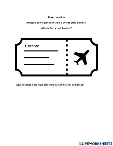 Ticket de salida Paisajes