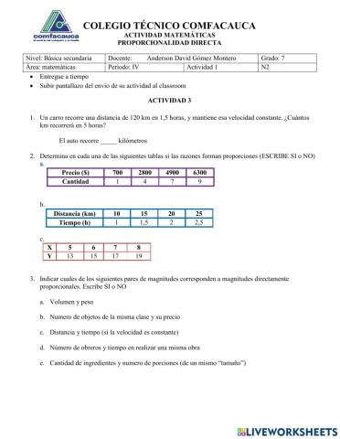 Proporcionalidad directa