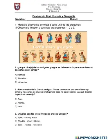 Evaluación Historia y Geografía