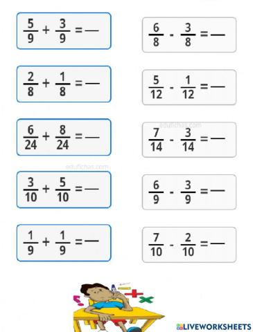 Sumas y Restas e fracciones