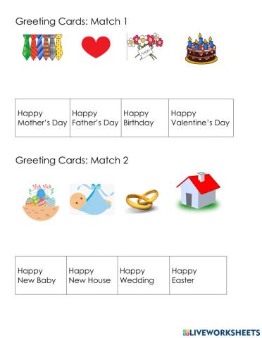 Greeting Cards: Matching