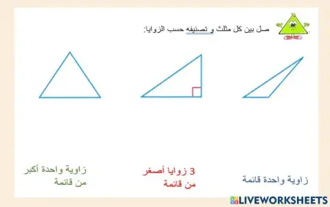 انواع المثلثات حسب الزوايا