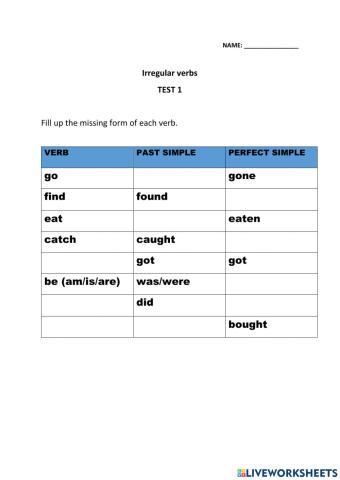 Irregular verbs