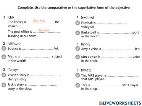 Comparative and Superlative Practice