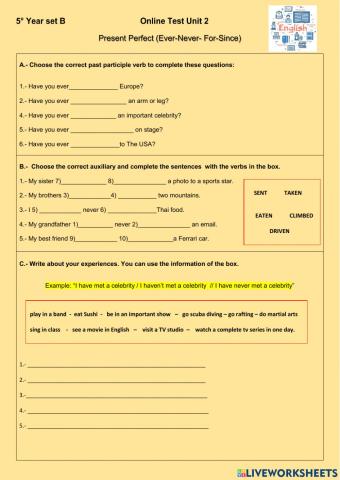 Present Perfect -ever-never-for-since