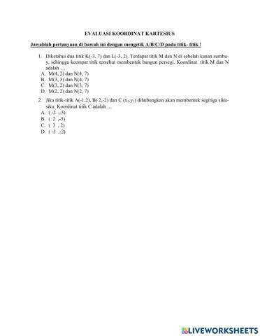 Evaluasi materi koordinat