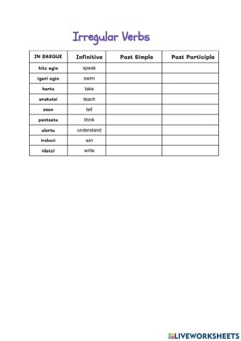Irregular verbs