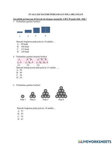 Evaluasi pola bilangan