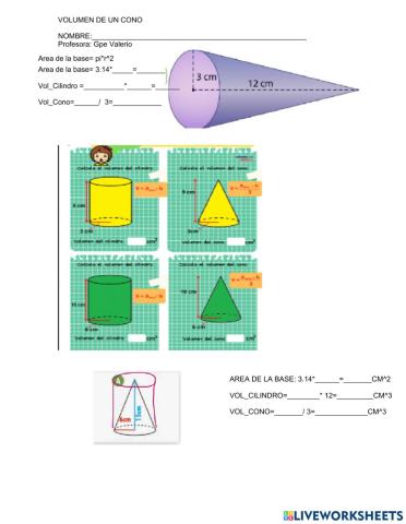 Volumen del cilindro y cono
