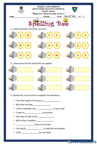 Activity 1 - Spelling Bee