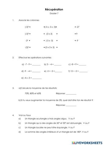 Récupération Dossier 7