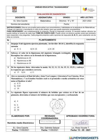 Diagnostico matemáticas