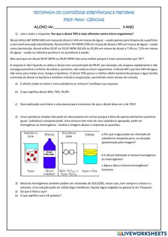 Susbstâncias e misturas
