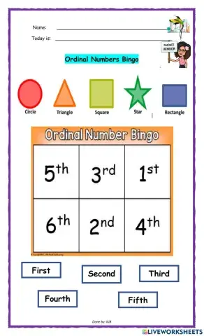 Ordinal Number Bingo