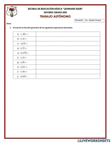 Expresiones decimales