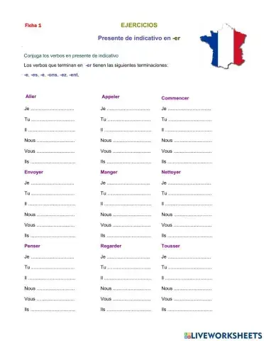 Present indicatif verbe en -er