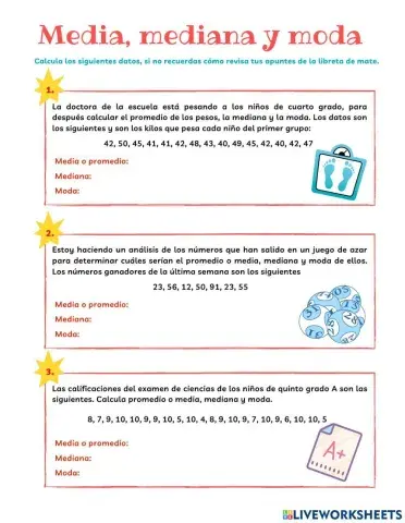 Media, mediana y moda