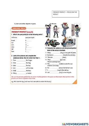 Present perfect - result