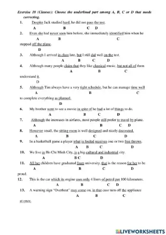 Clauses - Error identification