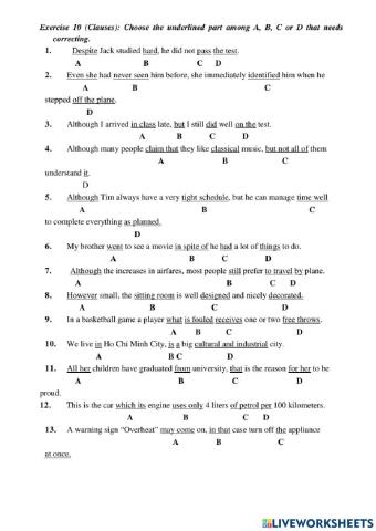 Clauses - Error identification