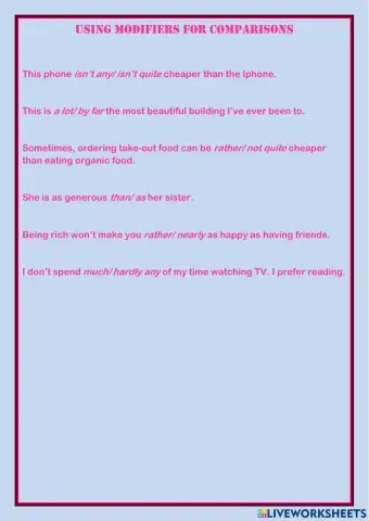 Using modifiers for comparison