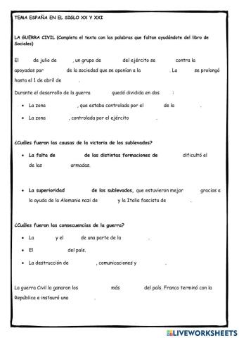 Ficha 3: España en el siglo XX y XXI