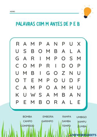 Palavras com m antes de p e b